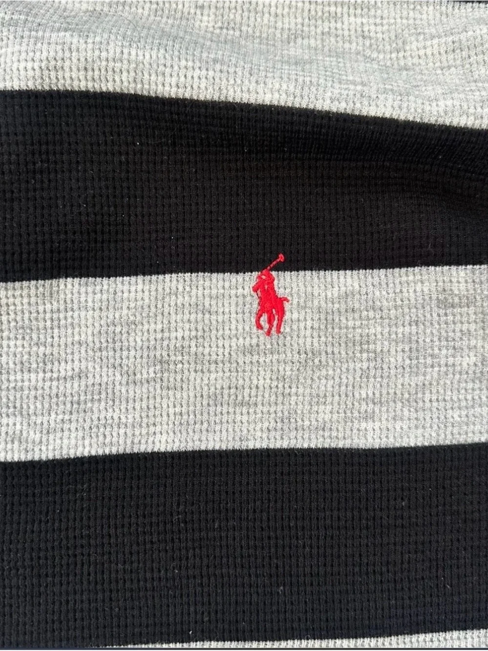 Polo by Ralph Lauren Black and Gray Waffle Knit Crewneck